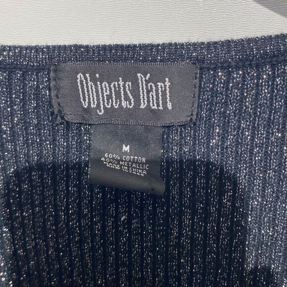 Objects D'art Women's Multicolor Rhinestone Metallic Ribbed Knit Sweater Medium - Picture 5 of 9